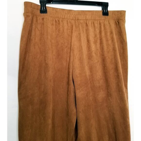 Chico's Women's Faux Suede Cropped Pants-Autumn Brown- Size See Measurements - Picture 5 of 6